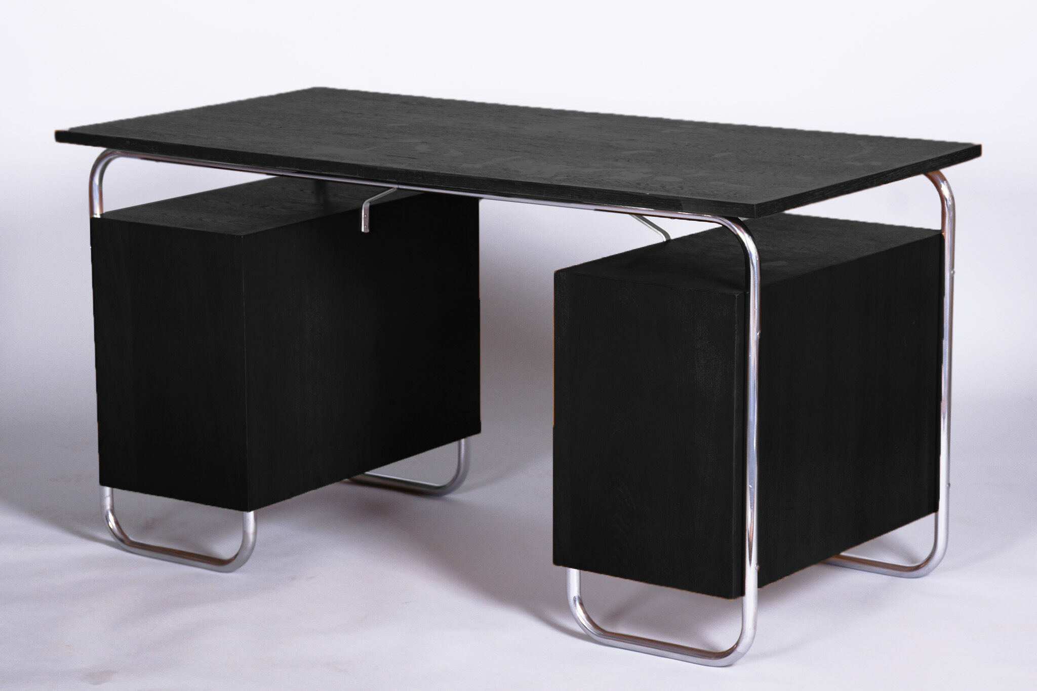 Restored Black Bauhaus Beech Writing Desk, Mücke-Melder, Czechia, 1930s