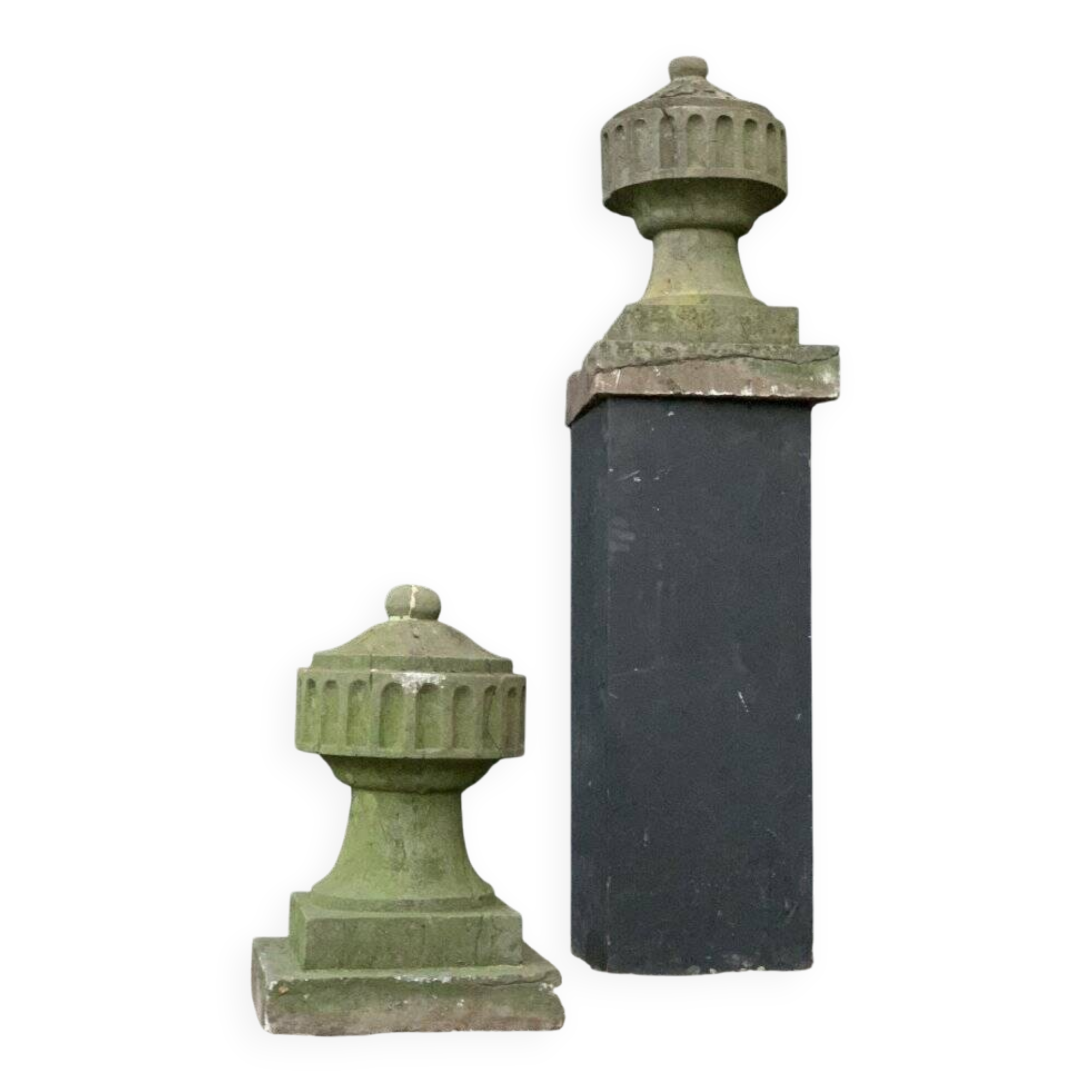 Pair of decorative elements for the tops of pilasters, blue stone, Louis XVI