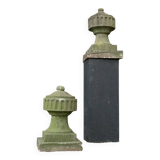 Pair of decorative elements for the tops of pilasters, blue stone, Louis XVI