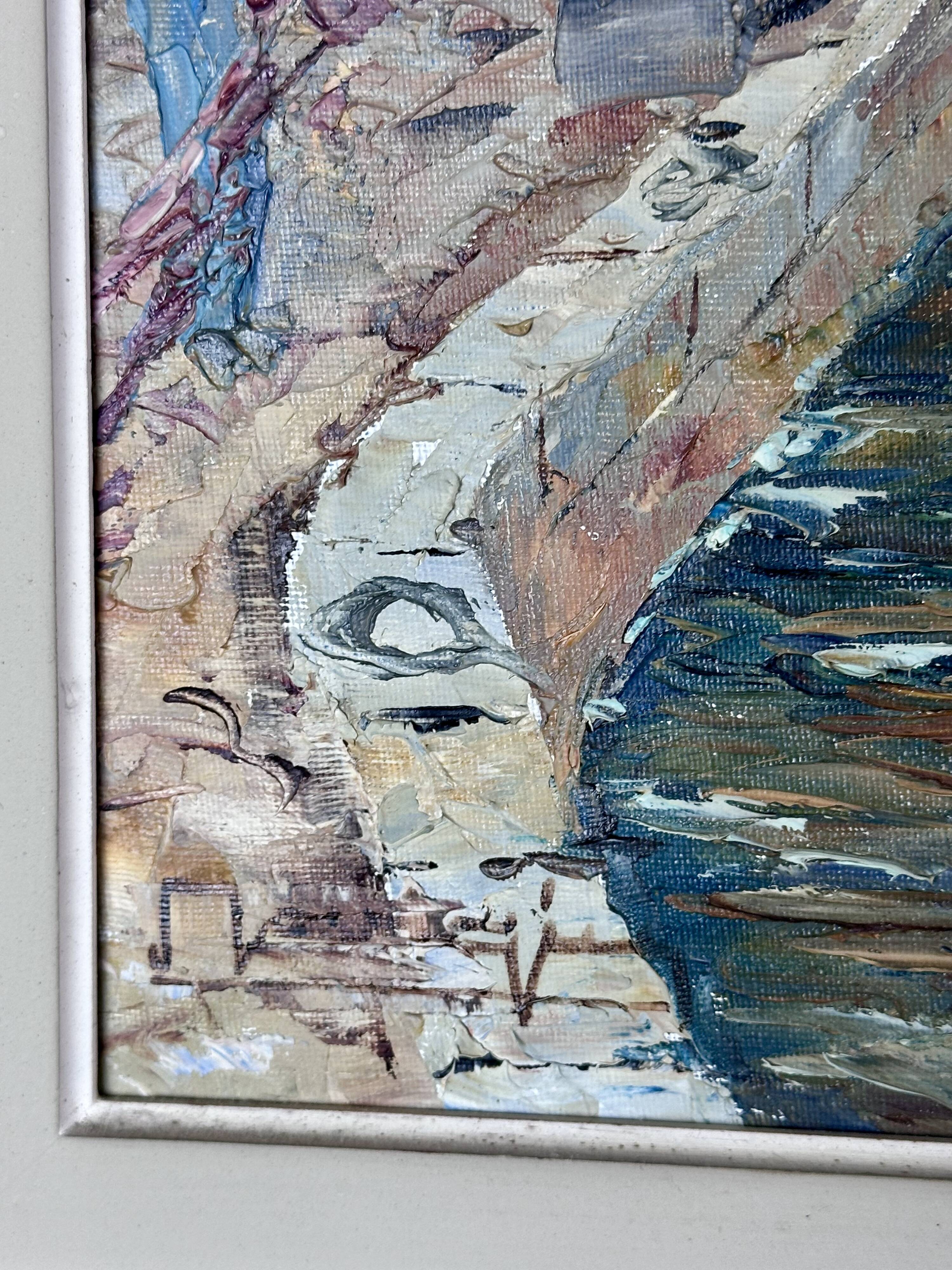 Oil painting on canvas of the port of Martigues.