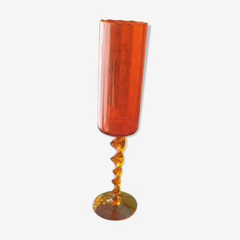 Vase en verre orange jaune