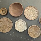 Wall composition of 7 wicker baskets