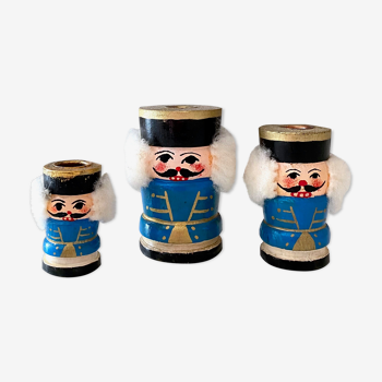3 bougeoirs vintage casse-noisettes, soldats, décoration de noël