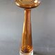 Two vintage Scandinavian double-layered amber blown glass candlesticks