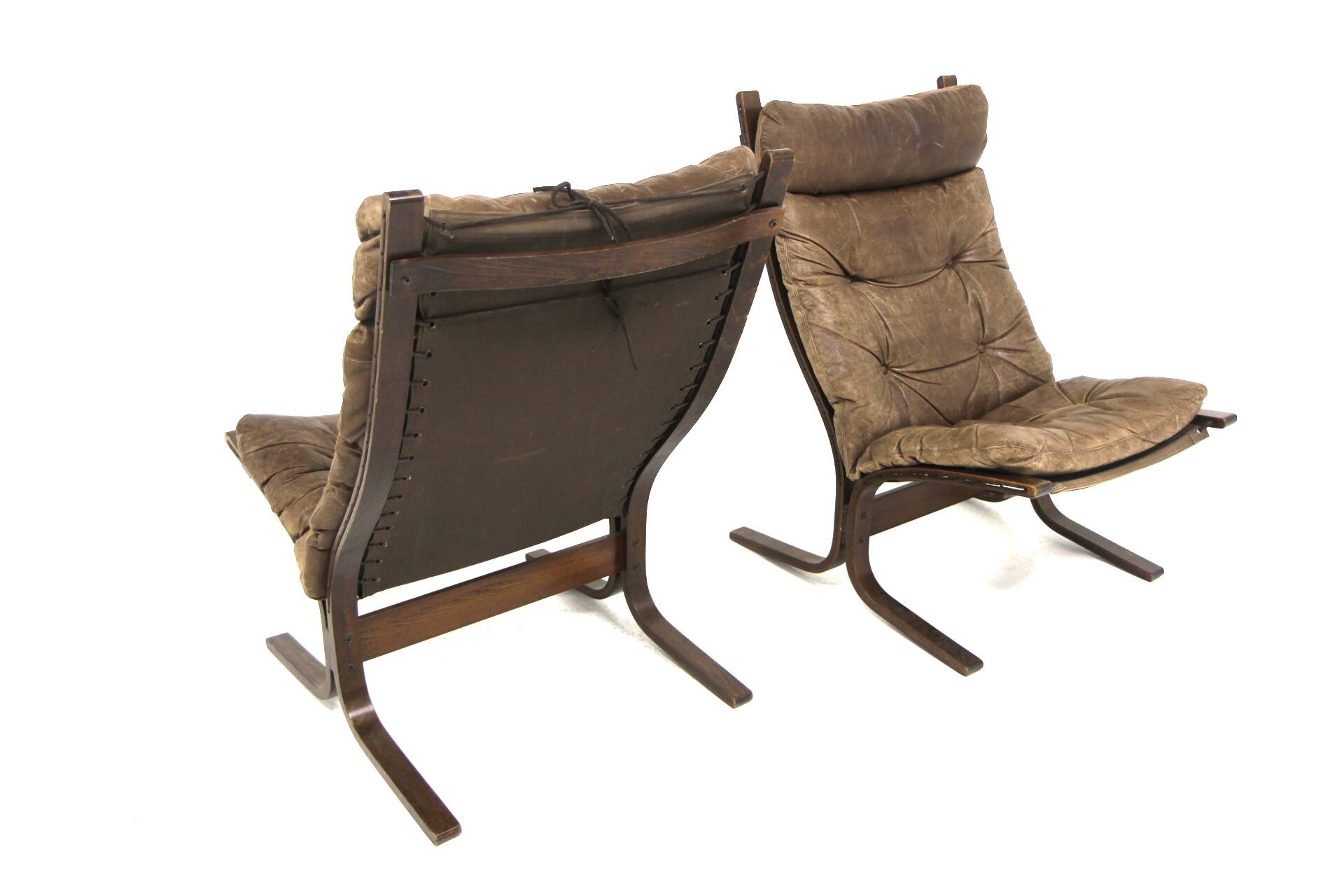 Set of 2 Siesta leather armchairs, Ingmar Relling, Norway, 1960
