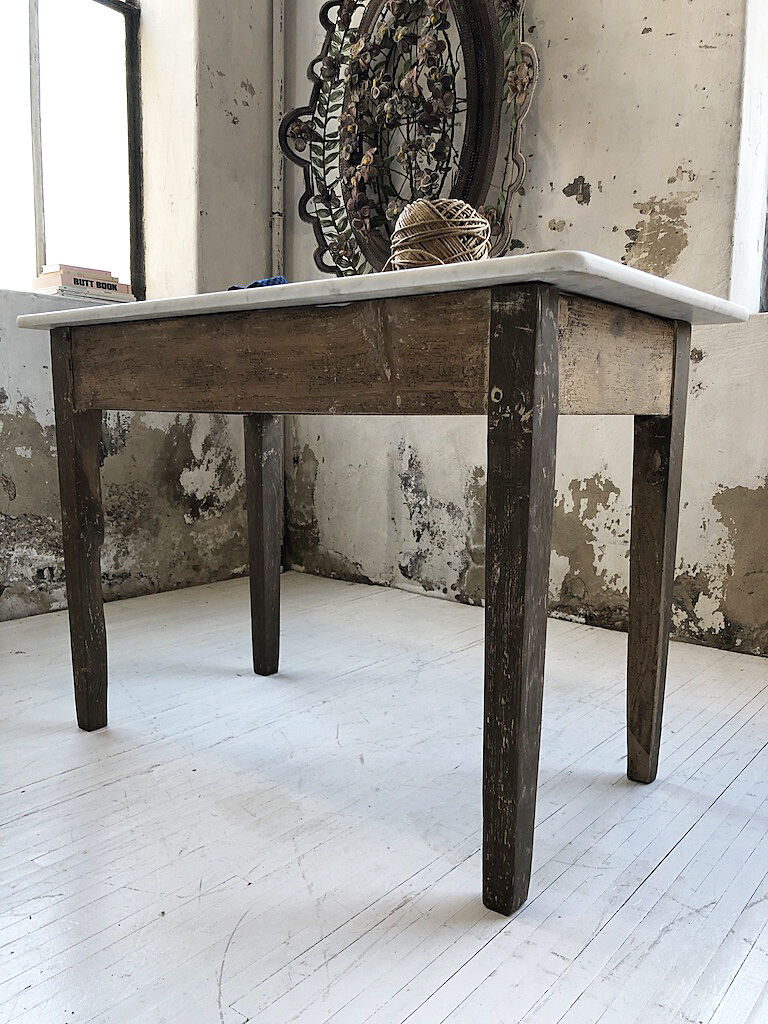 Oak and marble farm table