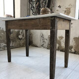 Oak and marble farm table
