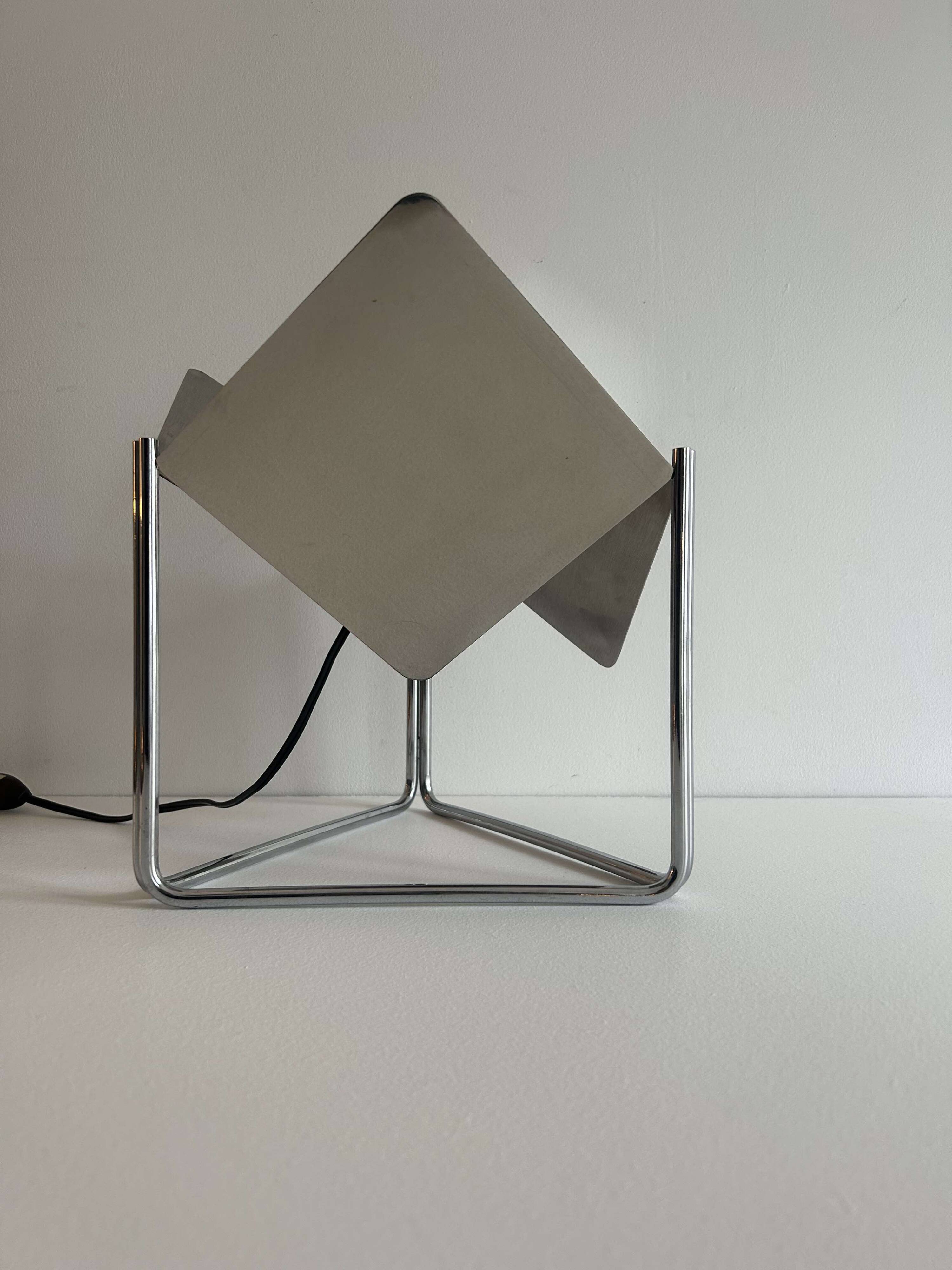 Vintage adjustable table lamp in chromed metal, France 1970