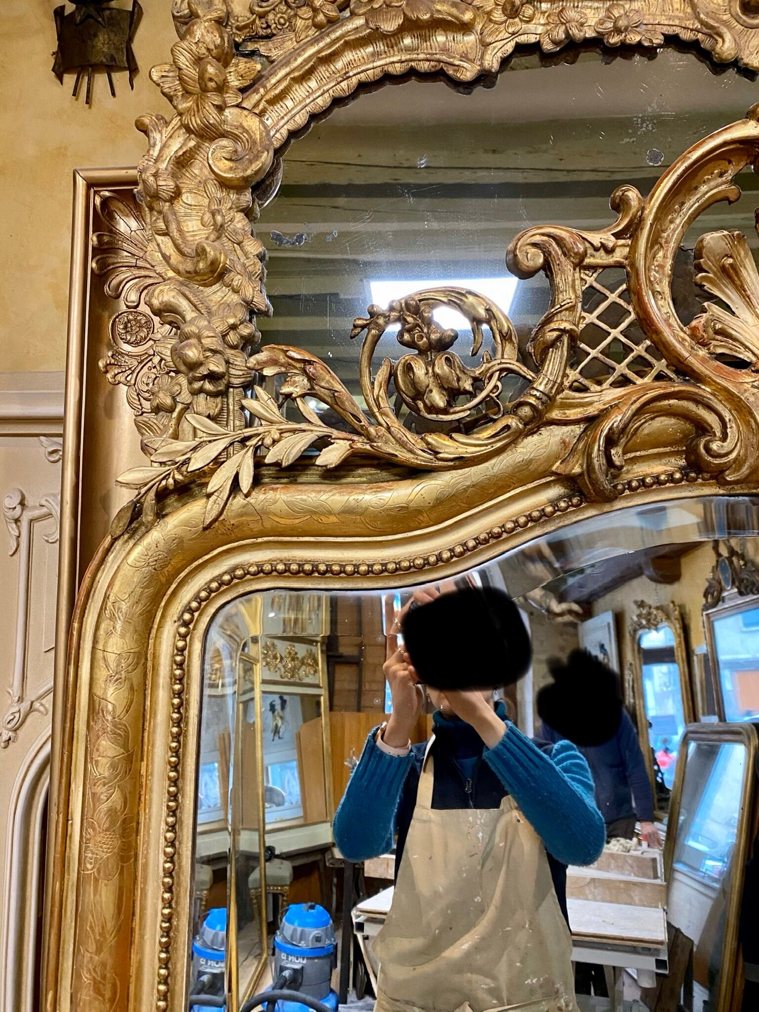 Golden mirror Napoleon III 190x113cm