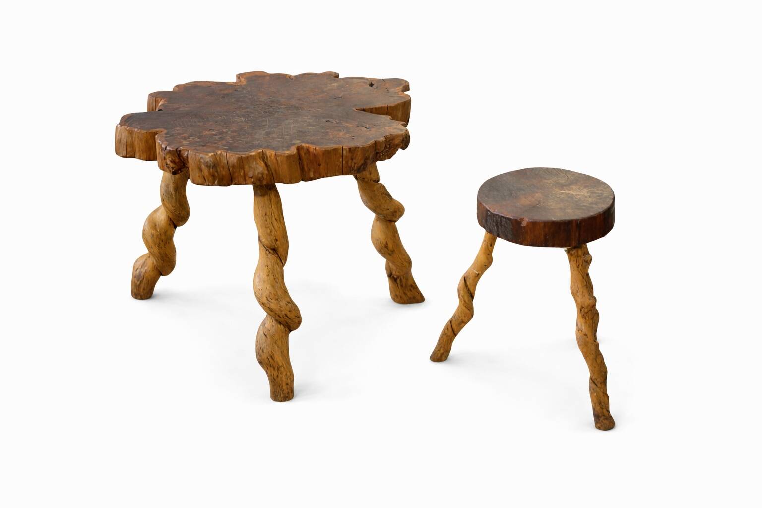 Brutalist table and stool