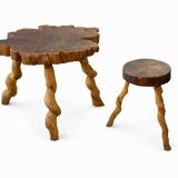 Brutalist table and stool