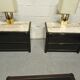 Pair of lacquered and marble bedside tables