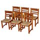 Set of 6 brutalist pine chairs, Hans Frydendal, Danish modernism, 1970s.