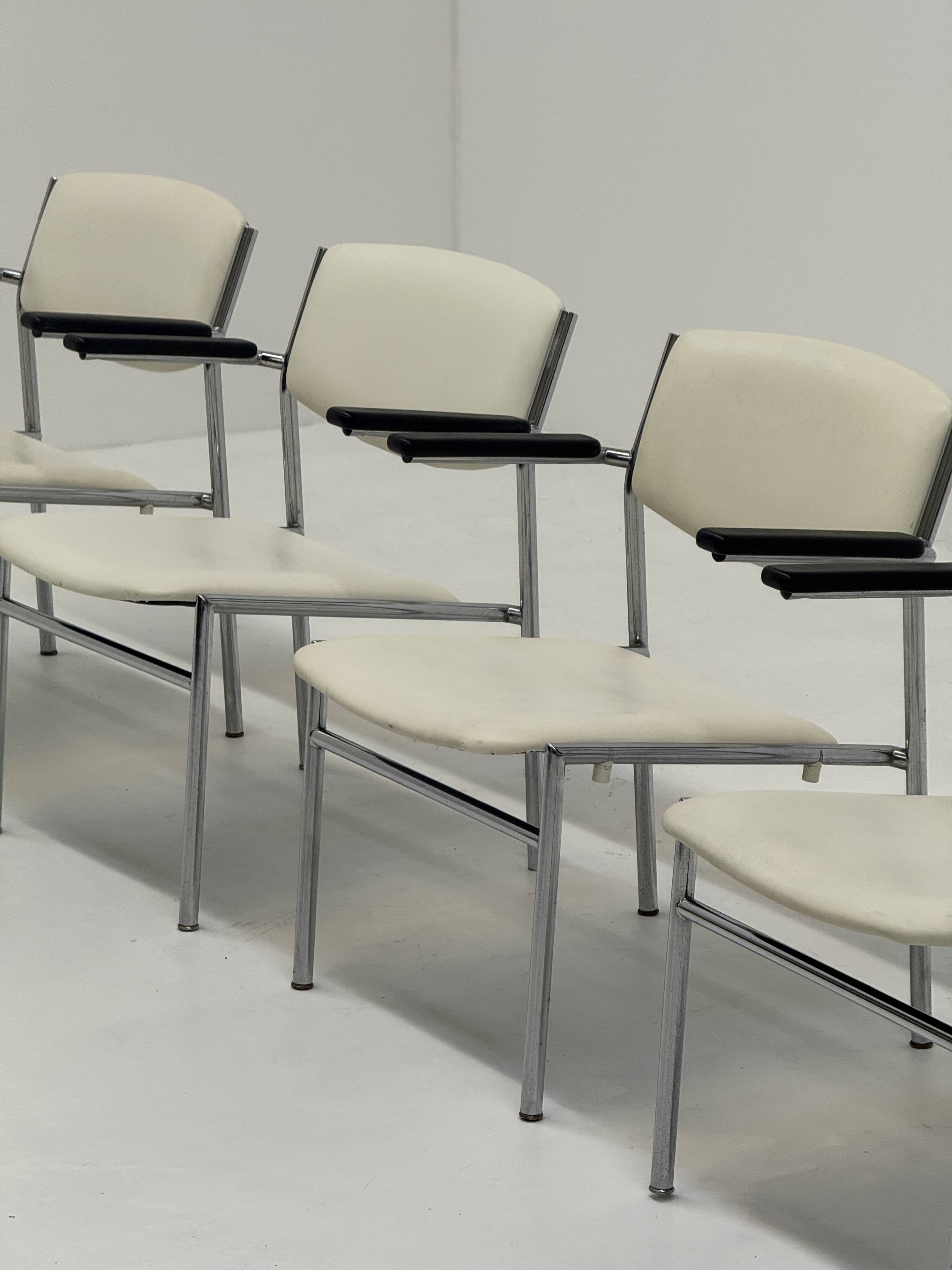 Fauteuils Gijs van der Sluis en cuir blanc