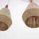 Lampe à suspension vintage à deux abat-jour et teck, 1960 Suède