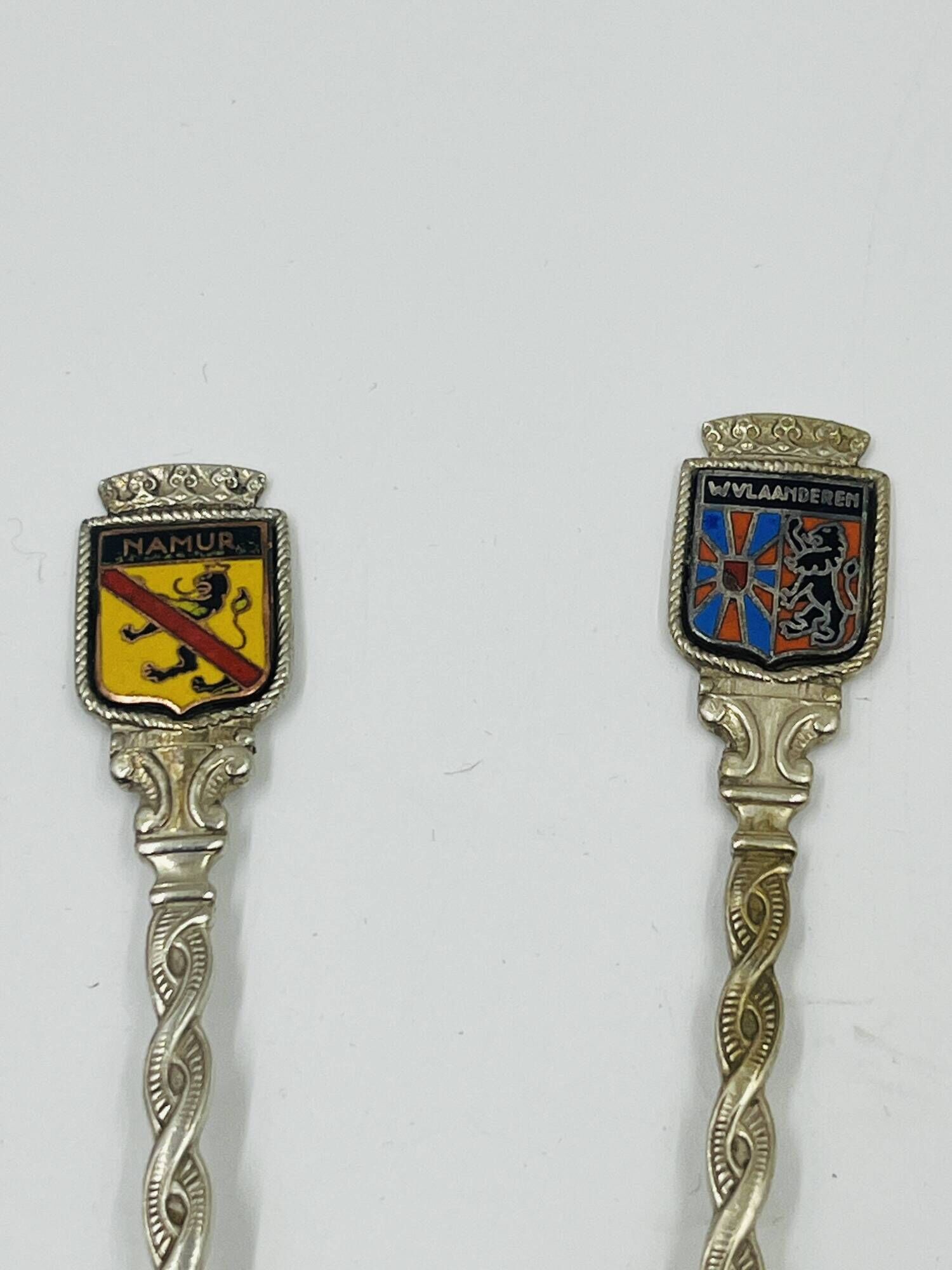 Set of 7 Heraldic Souvenir Spoons from Cities