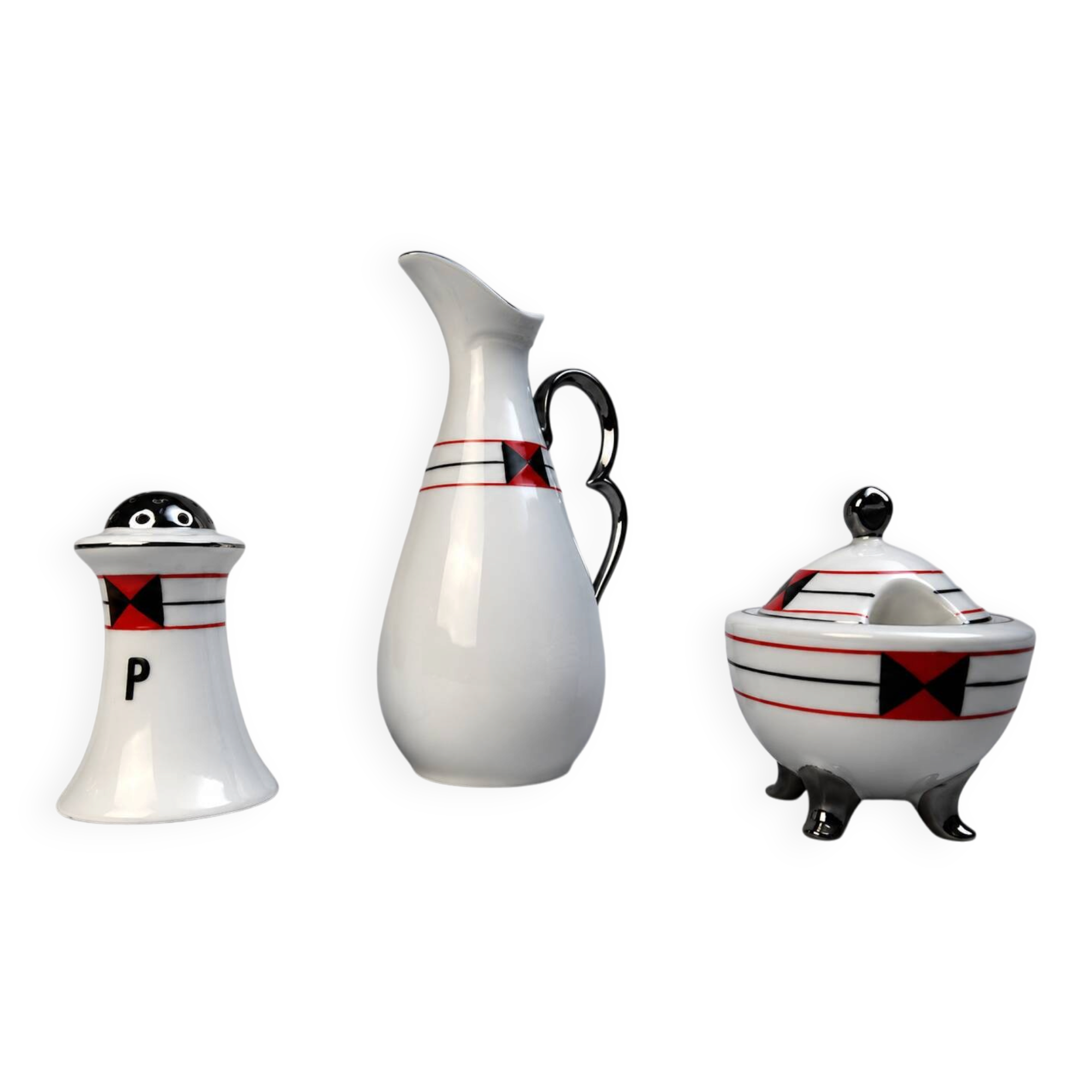Art Deco porcelain condiment set