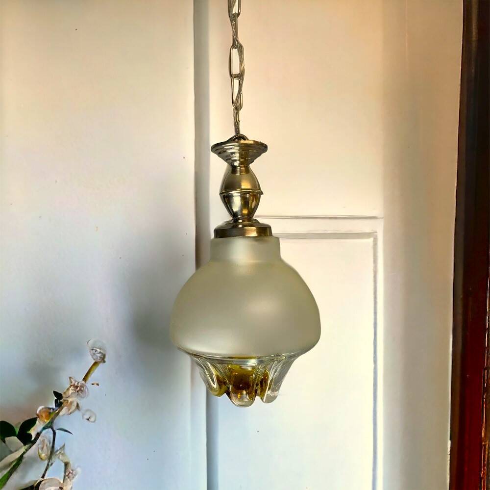 Italian Mazzega style Glass Hanging Lamp