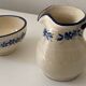 Handcrafted ceramic pitcher and bowl signed – blue decor – vintage tableware