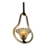 Venetian chandelier in colourless Murano glass and brass, circa 1950.
