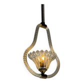 Lustre vénitien en verre de Murano incolore et laiton, vers 1950