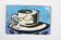 Carreau terre cuite peinte, tasse de café