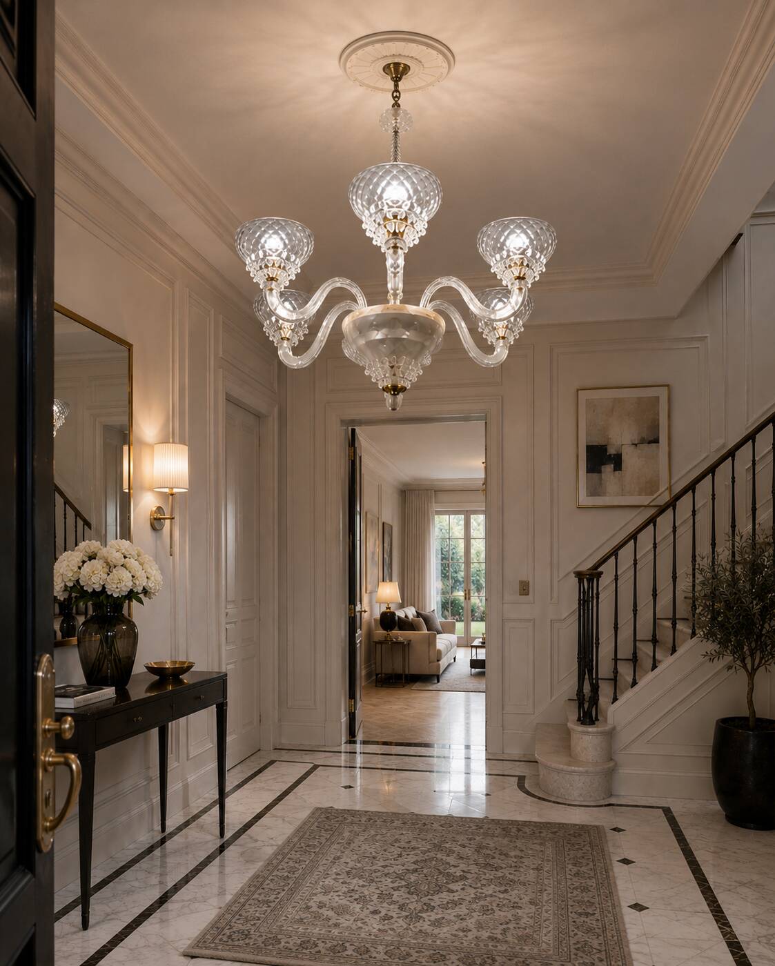 Extraordinary 6 Light Rostrato Murano Glass Chandelier by Barovier & Toso,
