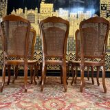 Suite de 6 chaises de style Louis XV en cannage