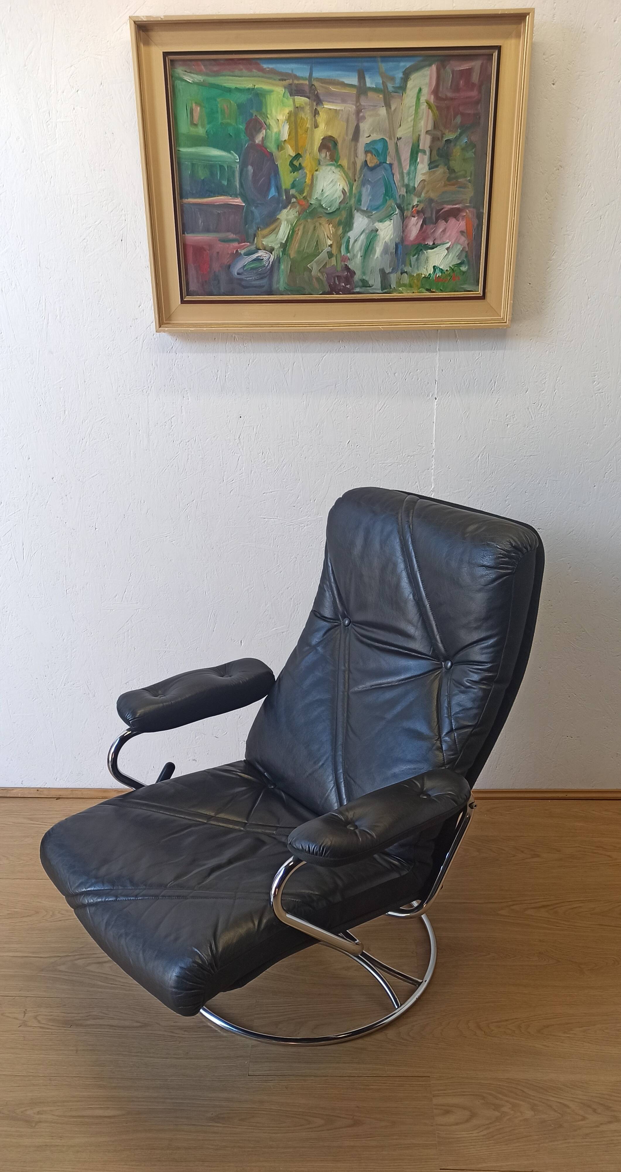 Scandinavian design leather armchair 70s