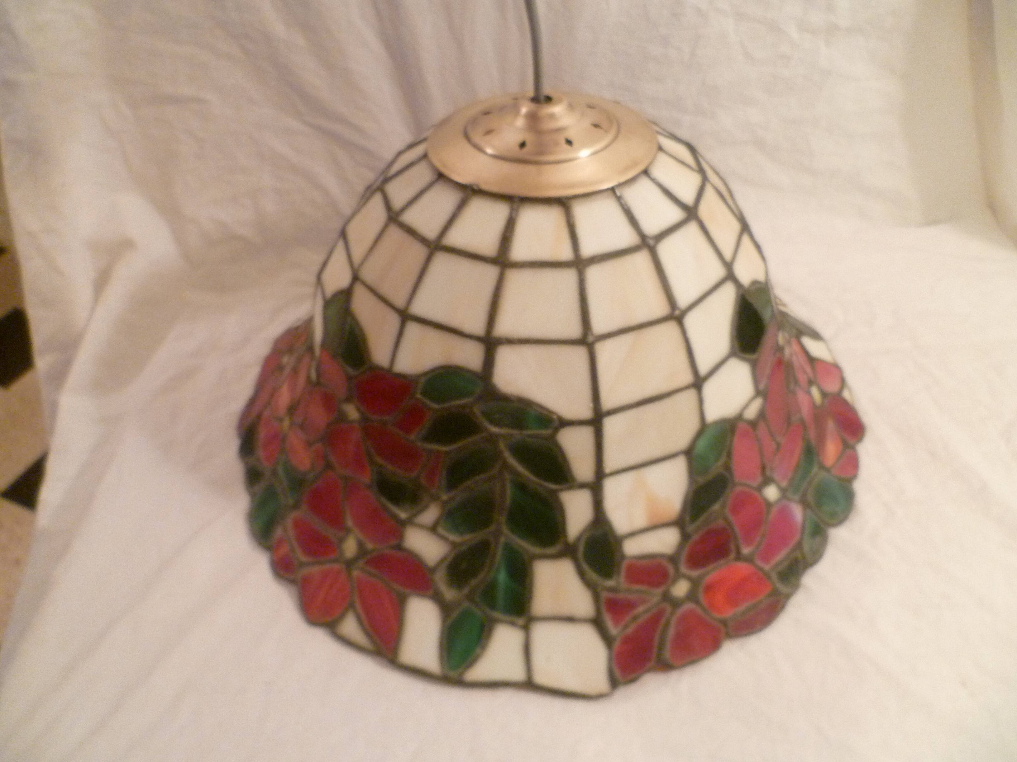 Tiffany-style cloisonné mother-of-pearl pendant light, 1970s