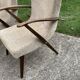 Art Deco set 1940 - 2 bridge chairs and a brown stool, wood and fabric.