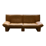 "Ambassador" Three-Seater Sofa – Yellow Leather – Nicoletti Salotti – 1980s