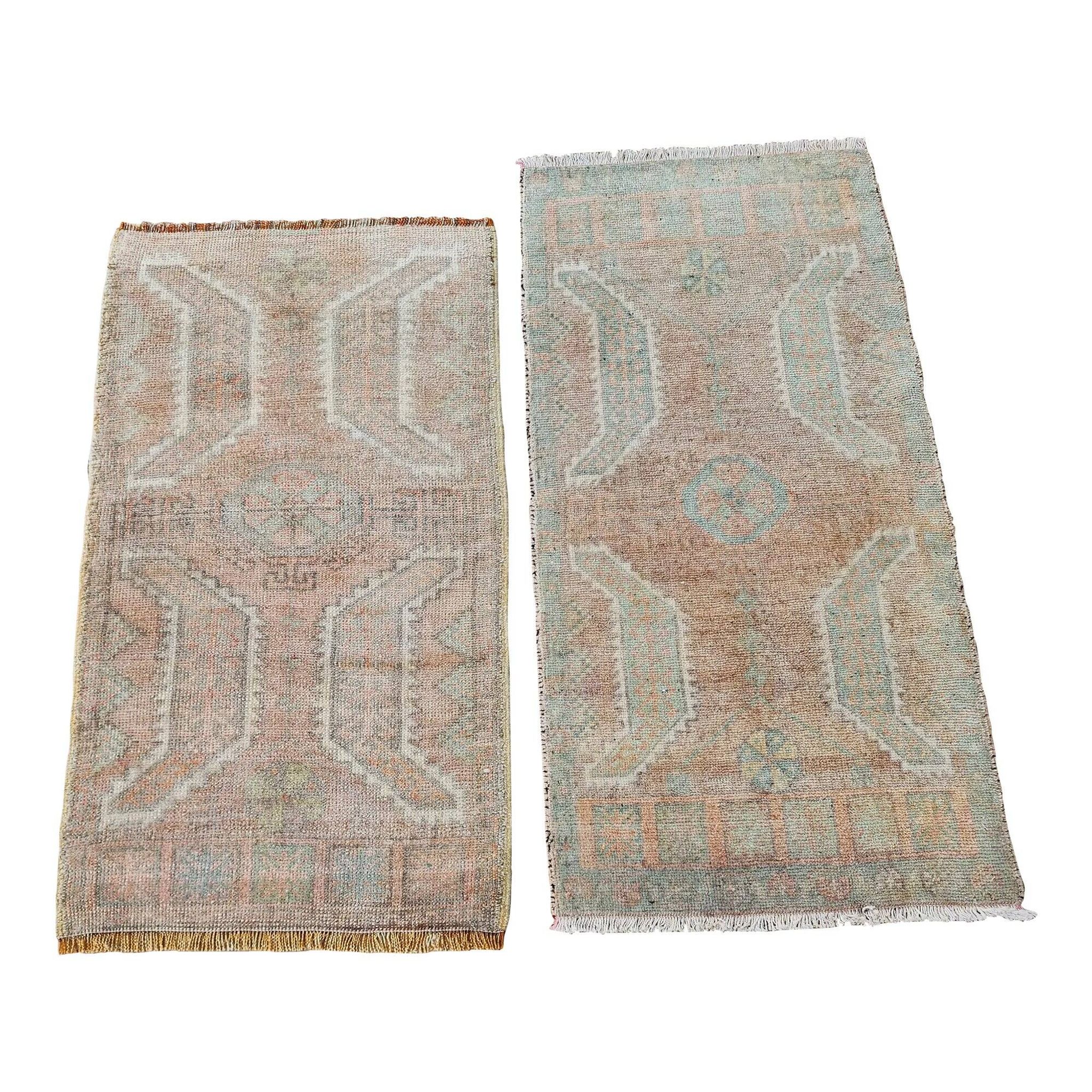Set of 2 vintage handmade Turkish rugs 52x95 cm