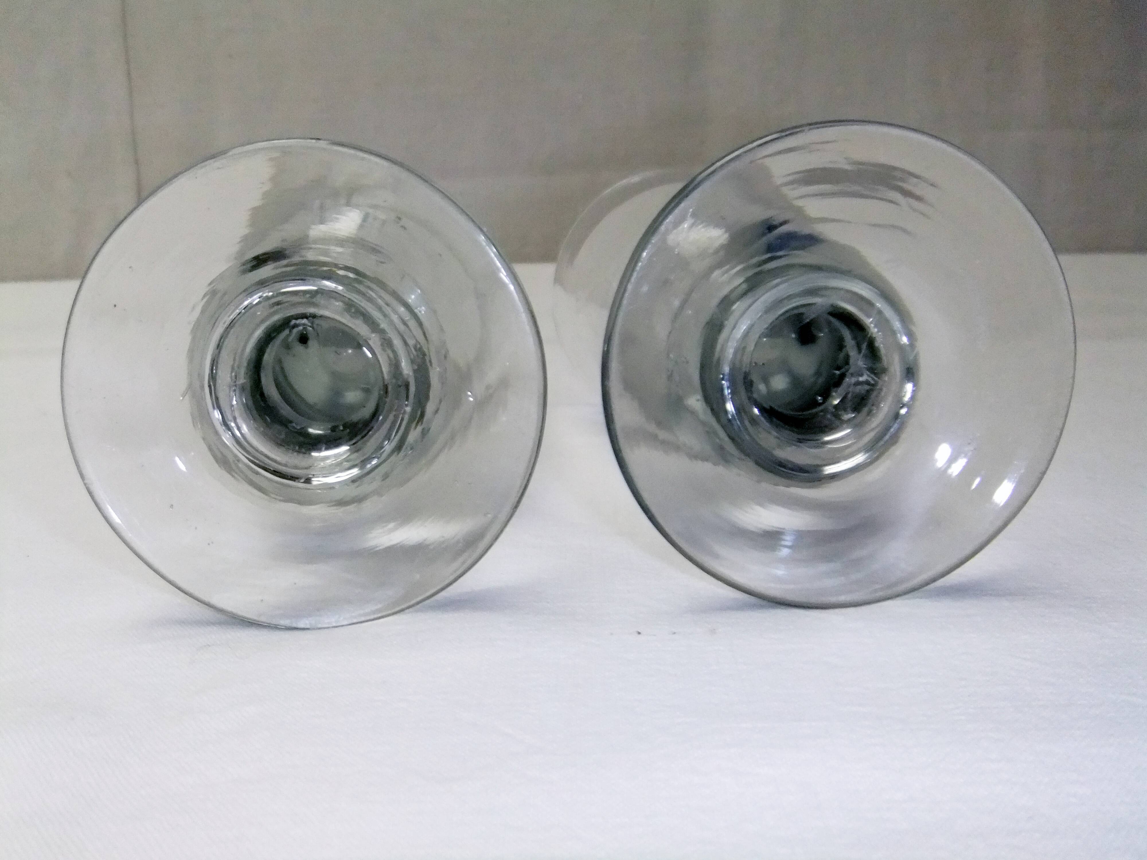 2 old bistro absinthe glasses blown glass on feet 16 cm collection