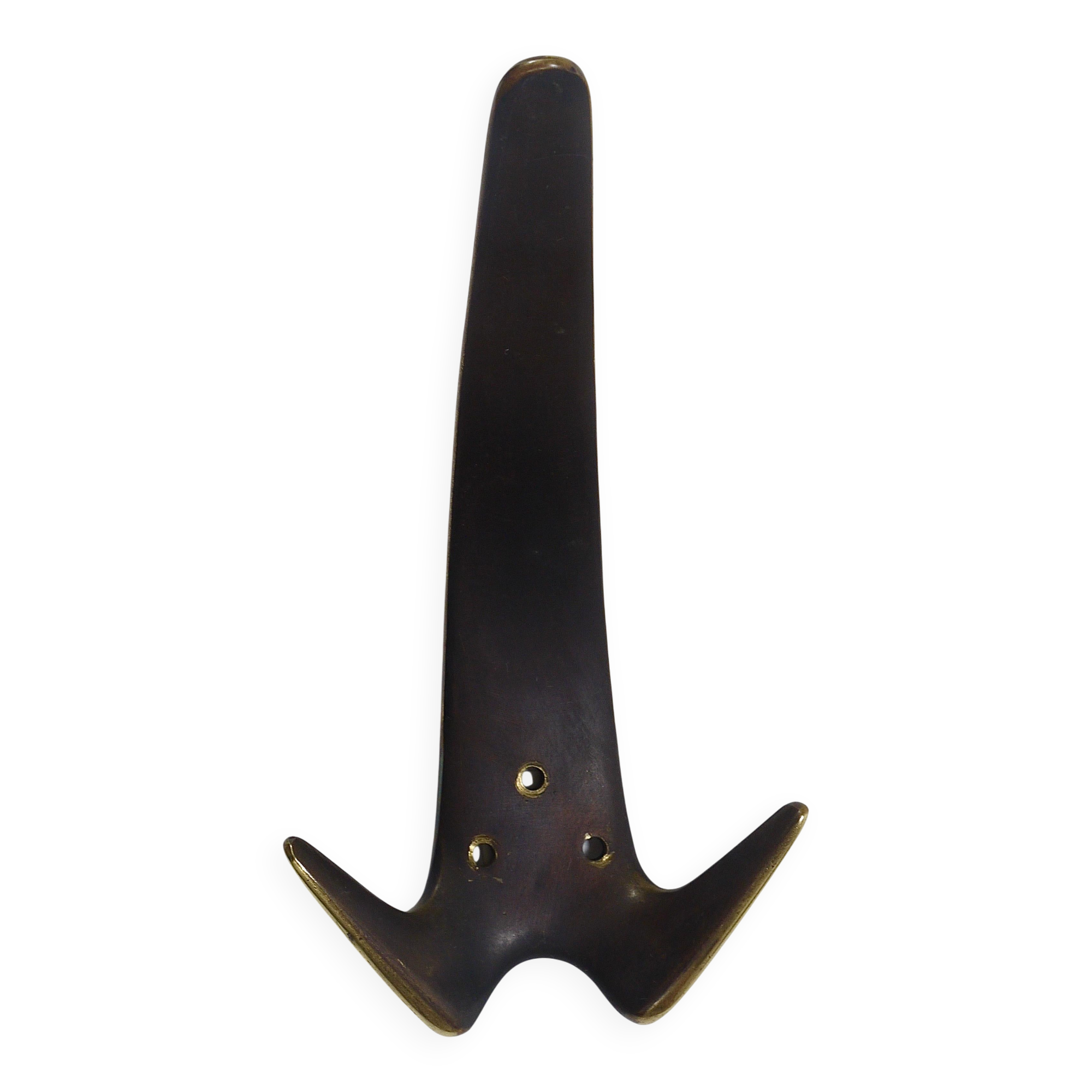 Carl Aubock Two large double wall hooks in brass #4056, Austria, 1950s