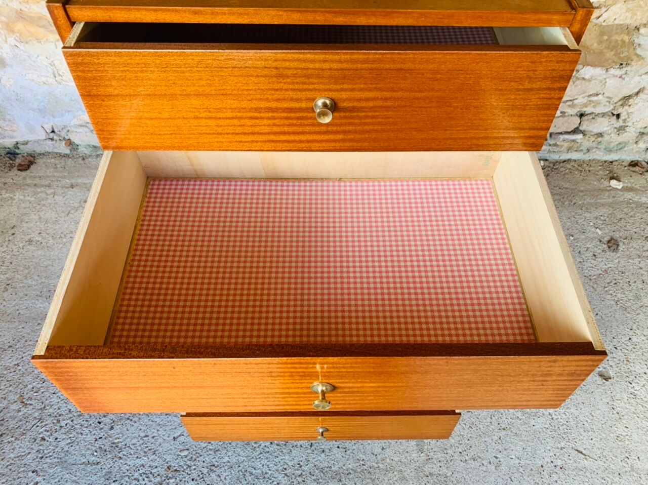 High chest of drawers with 6 drawers, Scandinavian style, circa 60's