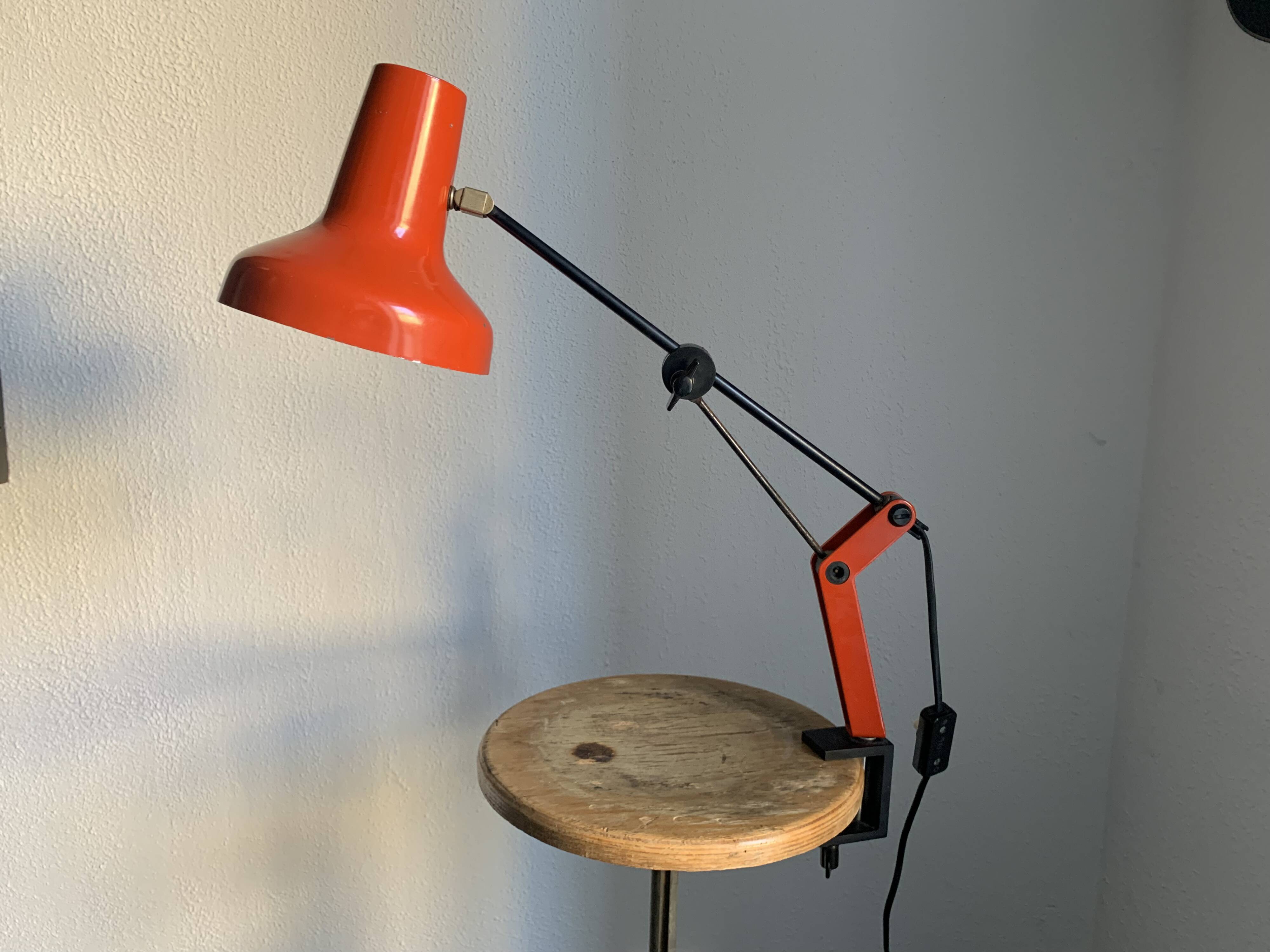 Vintage 1970s architect's desk lamp, East German (GDR - GDR), red - 50 cm