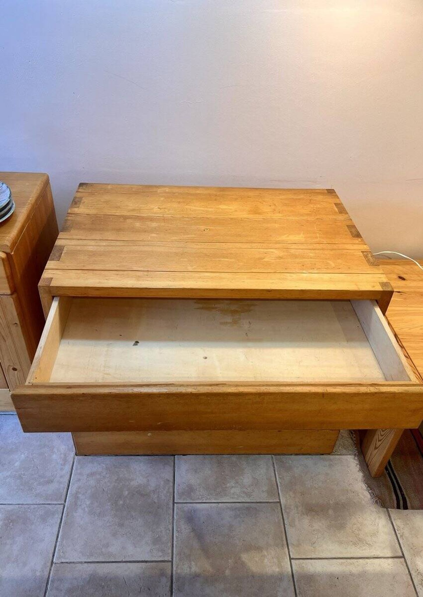 Wooden drawer chest in the style of Maison Regain, 1980s.