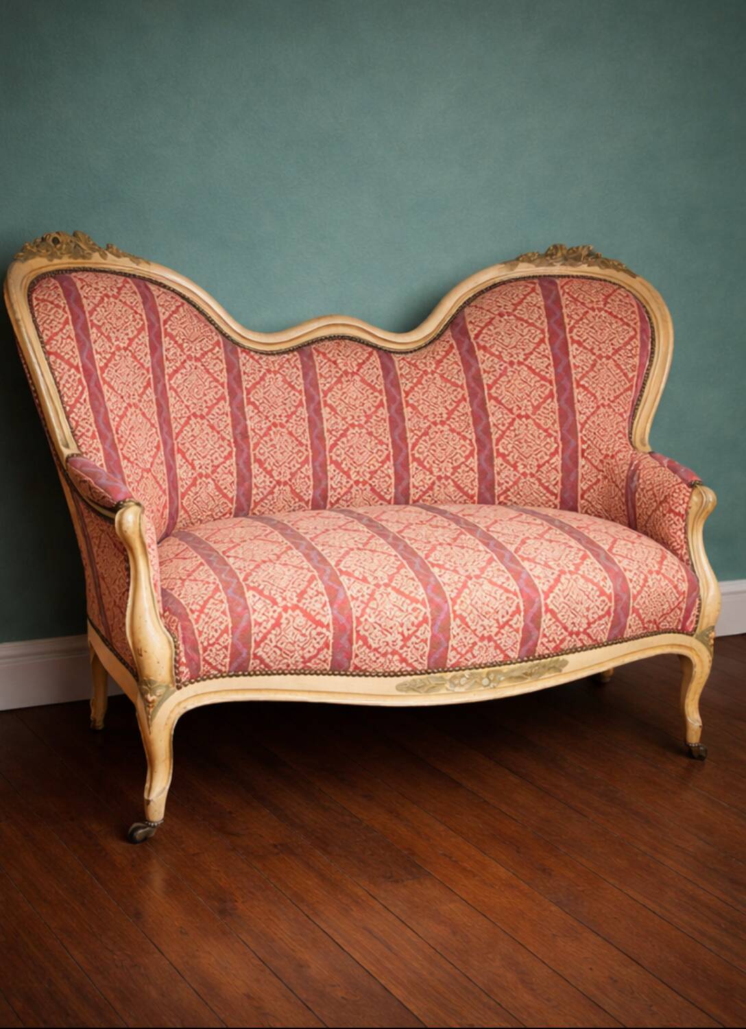 Antique Louis XV style bench, Napoleonic III period.