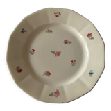 Plate flat flowered sarreguemine numbered