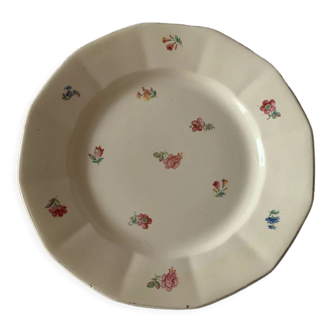 Plate flat flowered sarreguemine numbered