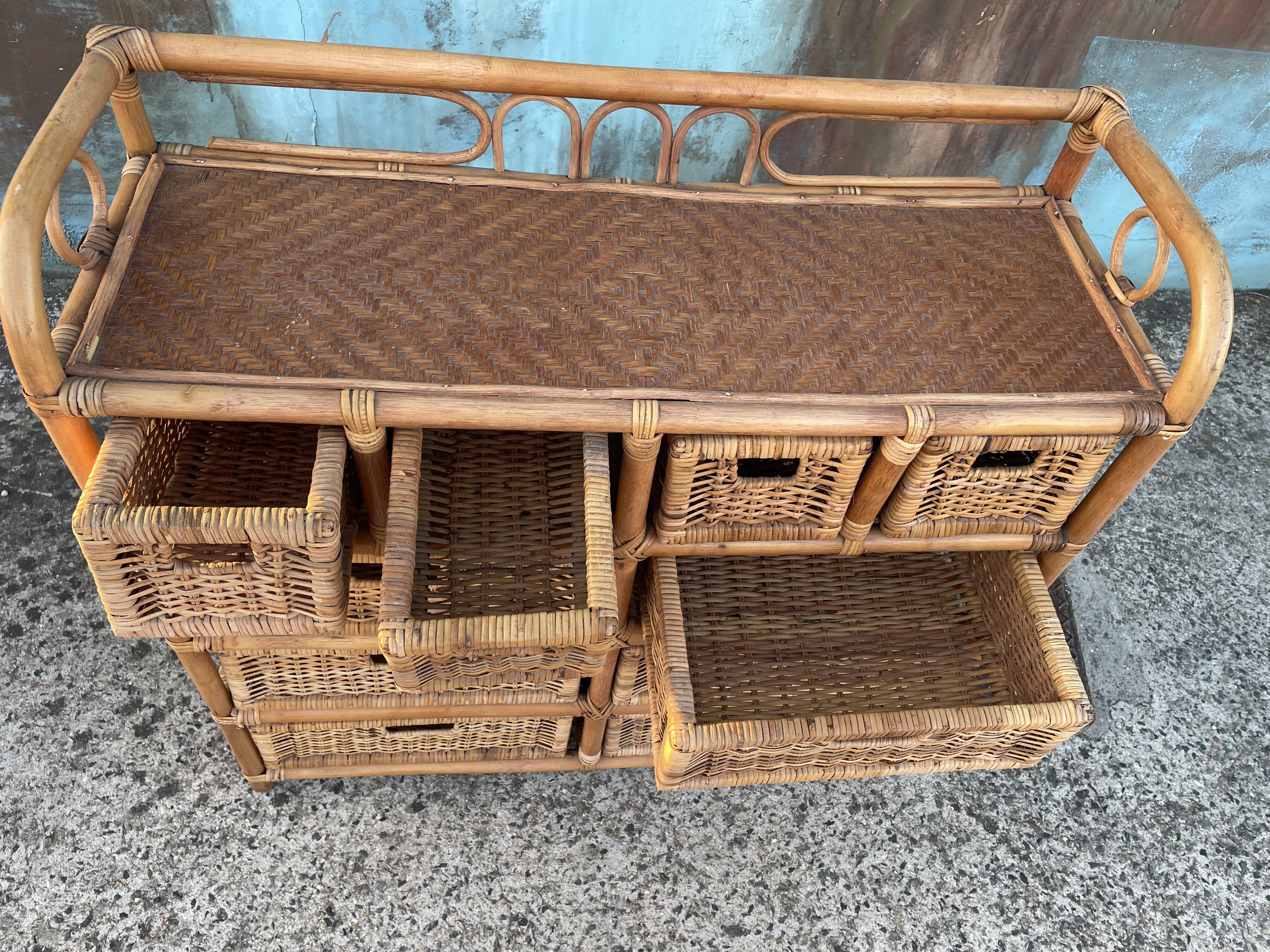Rattan storage cabinet