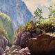 HST painting "Grand canyon of the Verdon Gorges" signed Lecompte + frame