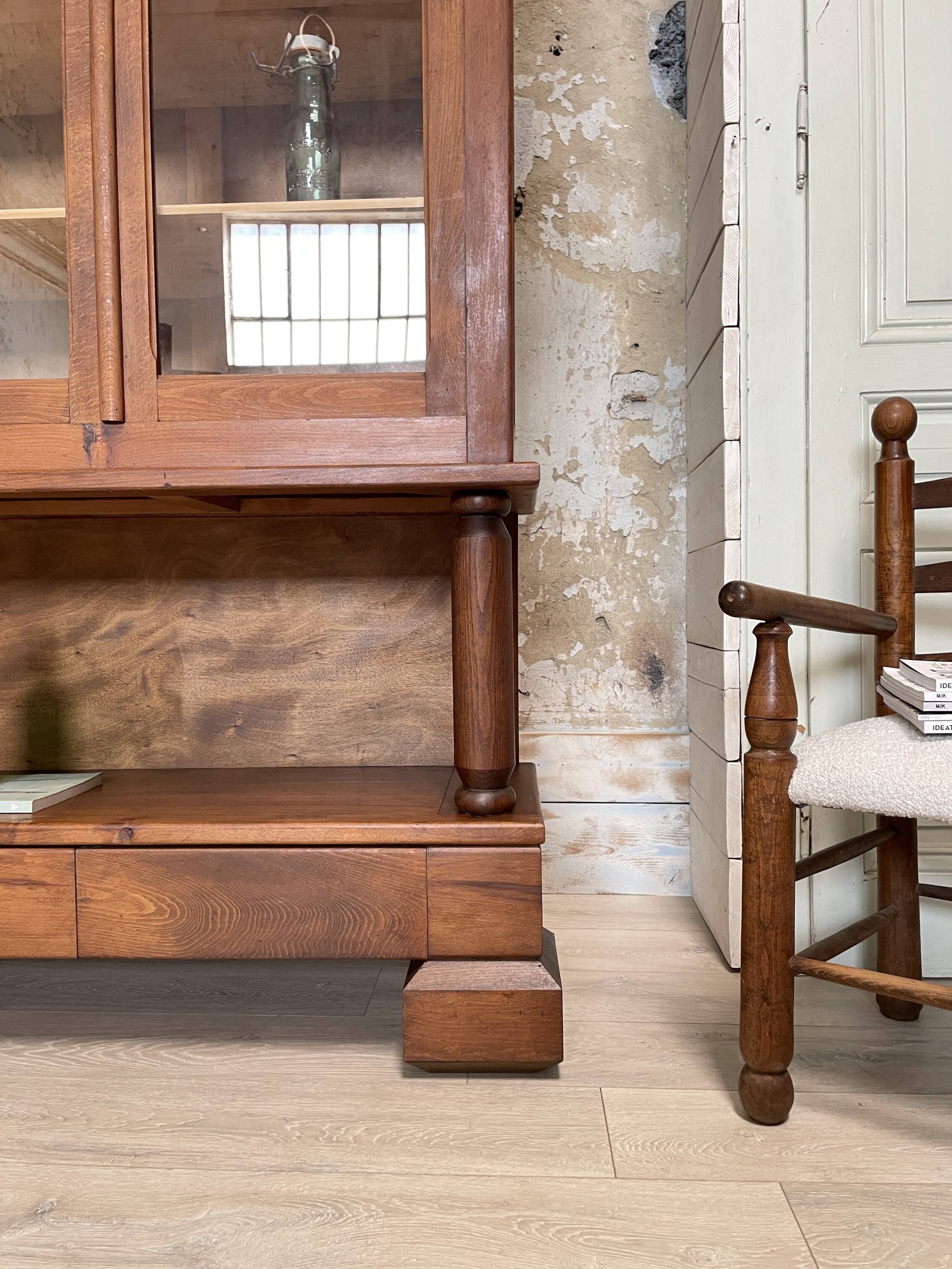 Solid wood display cabinet.