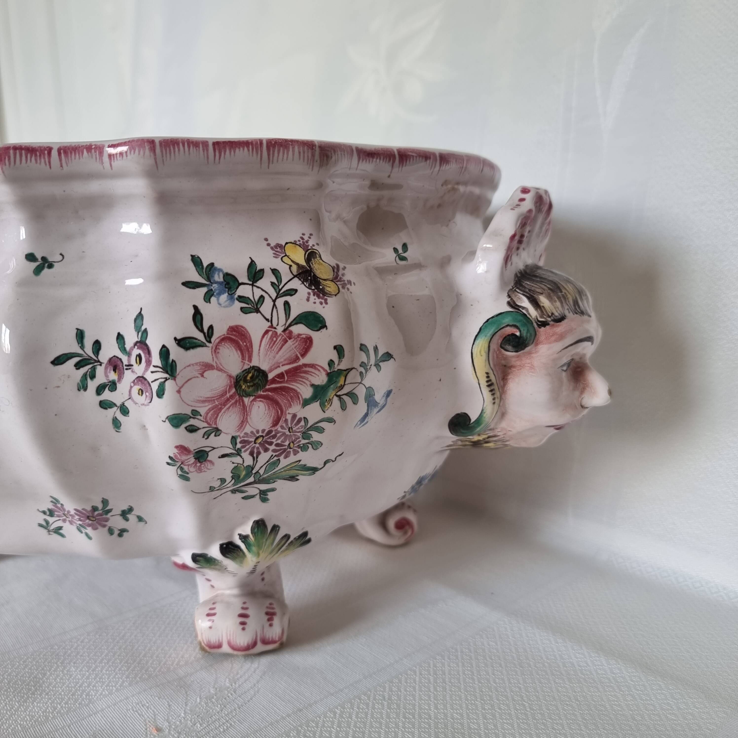Antique 18th century Marseille earthenware planter by Veuve Perr