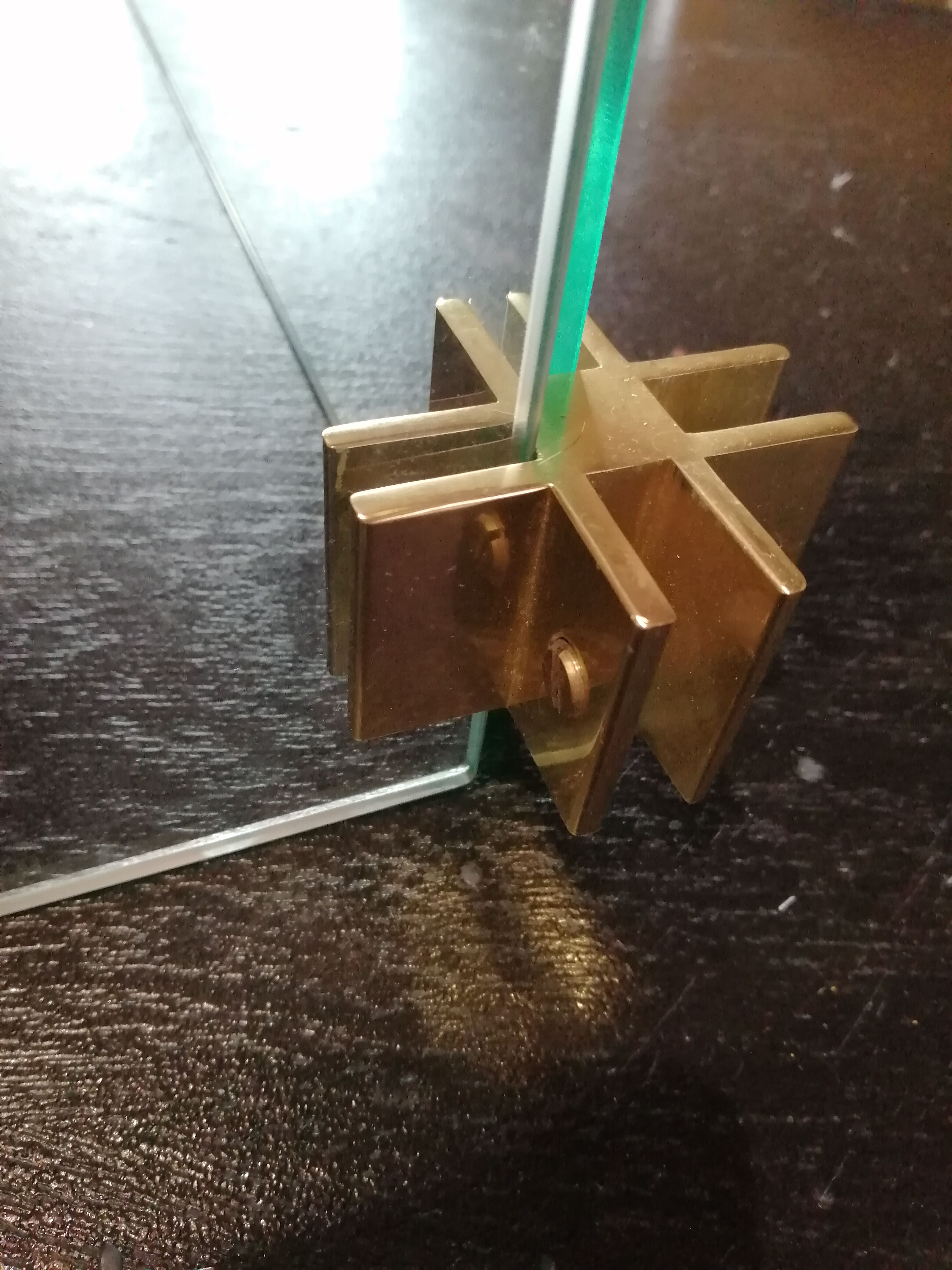 Vintage coffee table by Léon Rosen for Pace Collection all in tempered glass and brass 1970