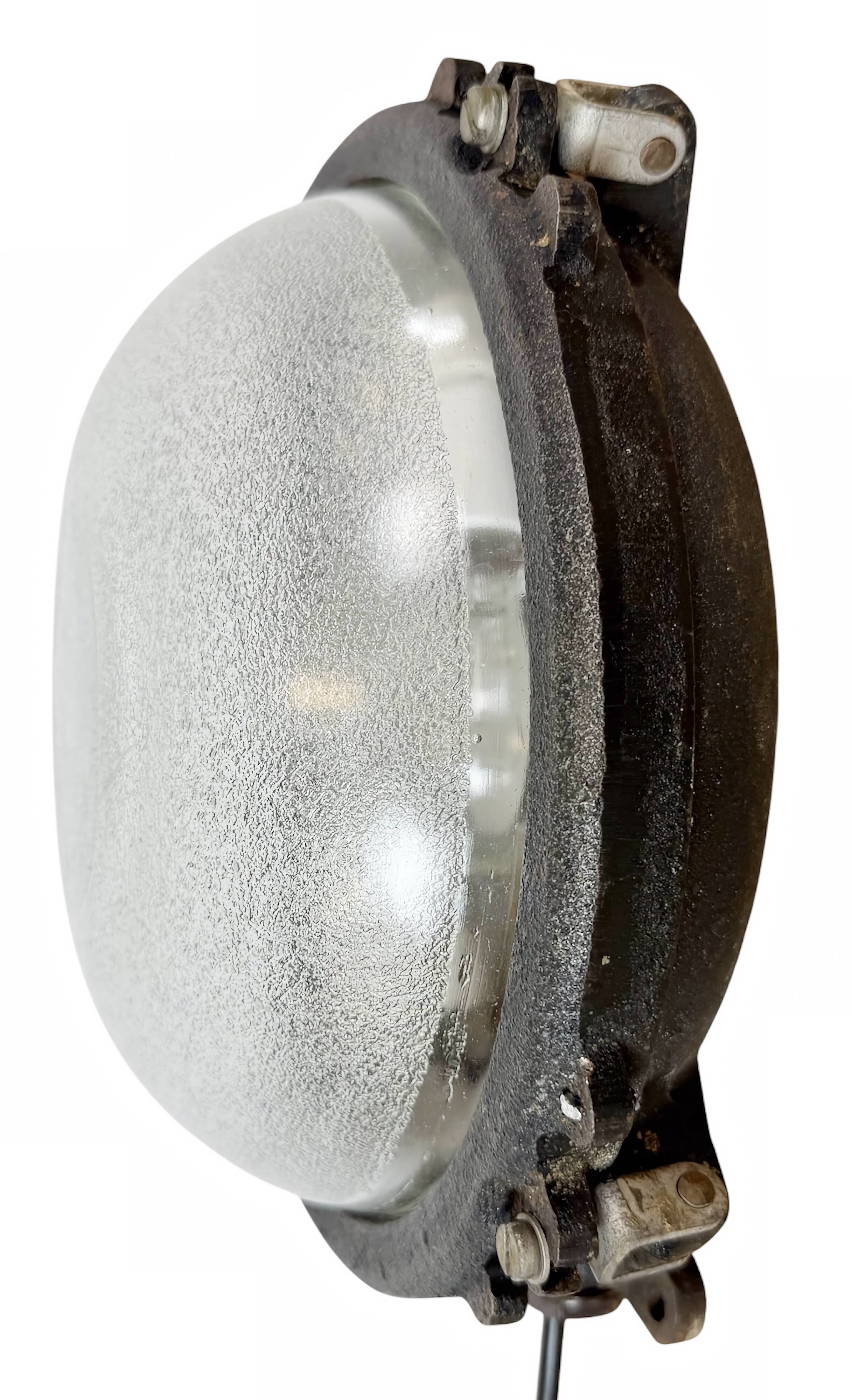 Black Industrial Cast Iron Wall or Ceiling Light from Elektrosvit, 1960s