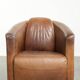 Fauteuil design aviateur en cuir de vache couleur cognac intemporelle