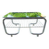 70s chrome and glass tubular frame coffee table
