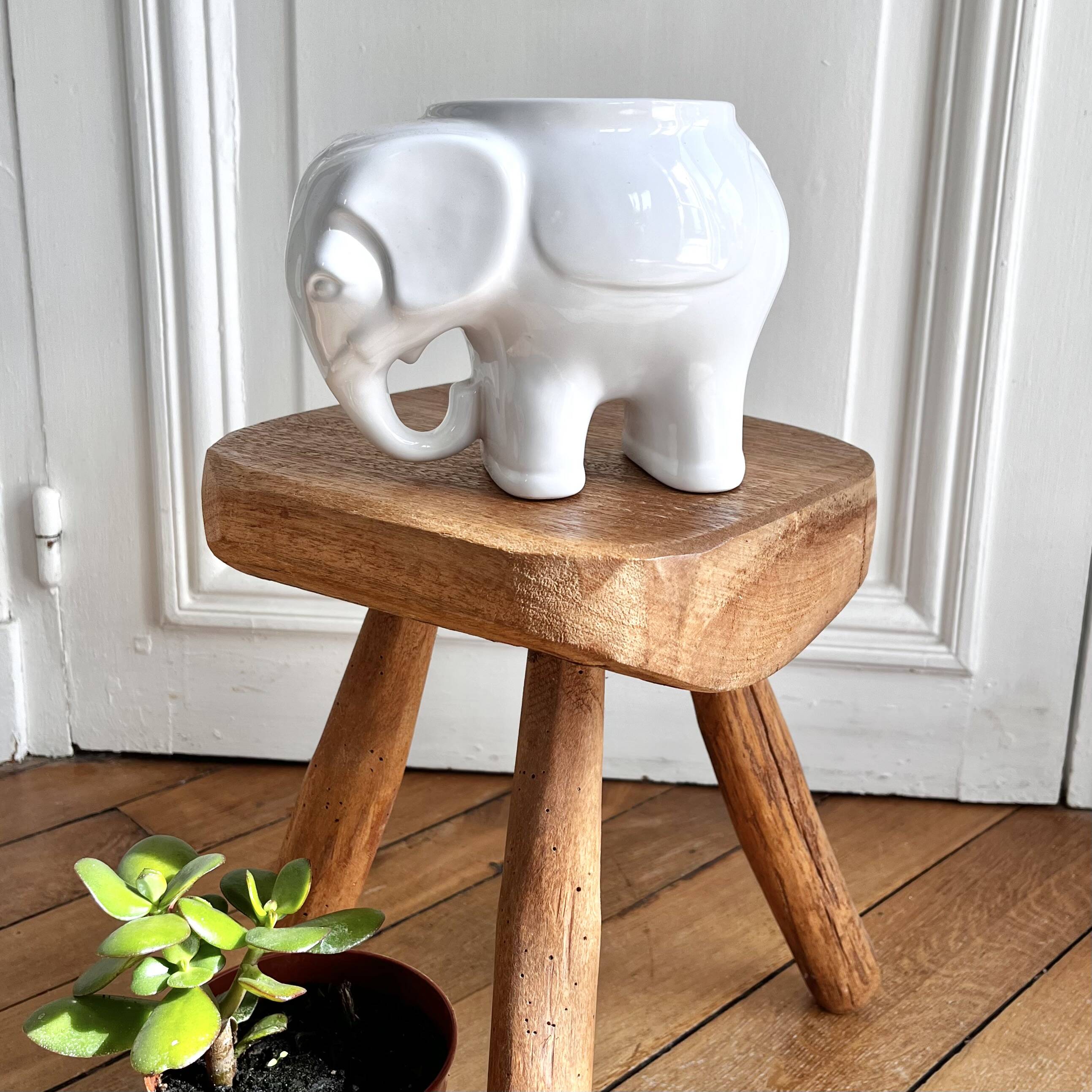 Elephant ceramic vase pot cover 60s/70s